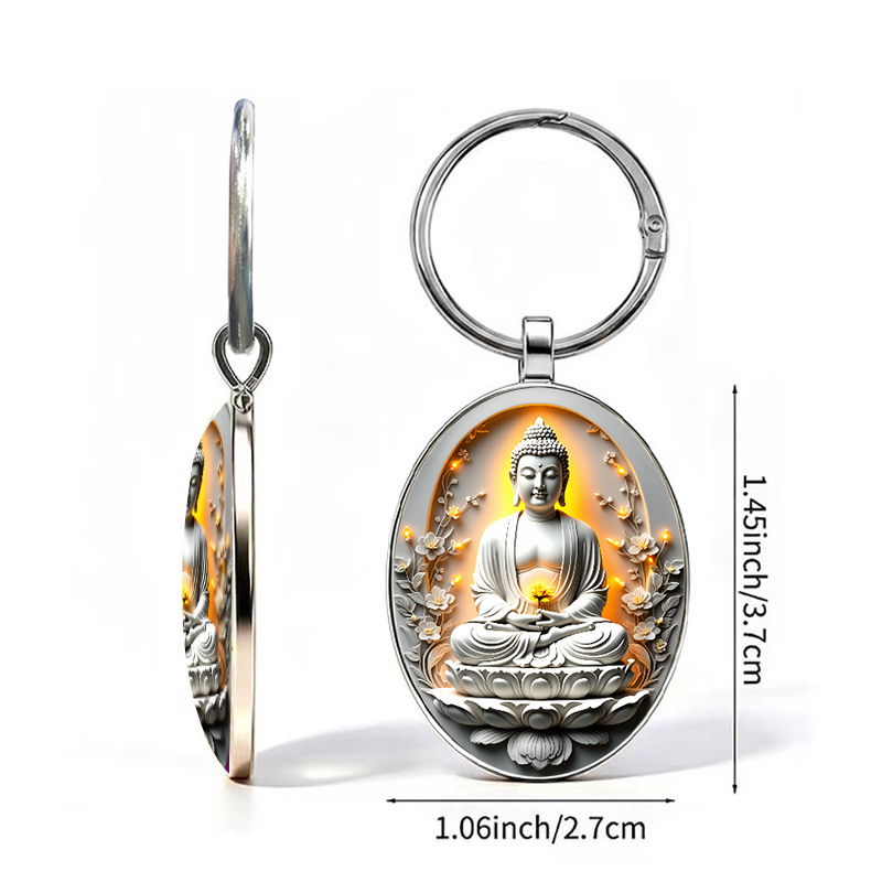 Zen Tranquility Keychain with White Jade Design